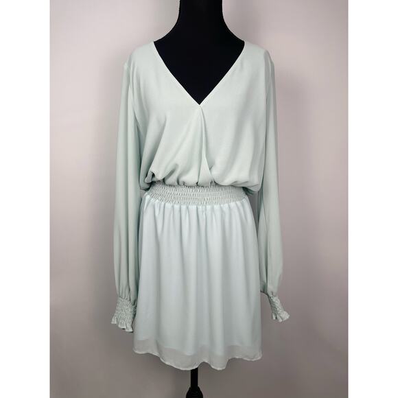Show Me Your Mumu Dresses & Skirts - Show Me Your Mumu Adelaide Dress Light Blue Long Sleeve Mini Dress Womens Medium